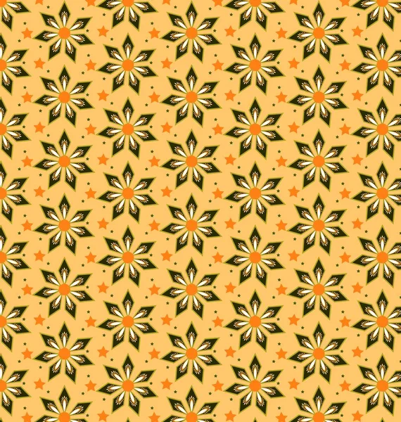 Abstraktní květ vzor žlutá hnědá — Stockový vektor