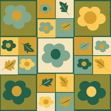 Çiçekler ve yapraklar boyalı sonbahar arka plan