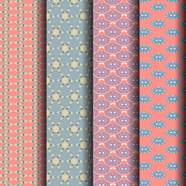Define padrões geométricos, rosa, azul — Vetor de Stock