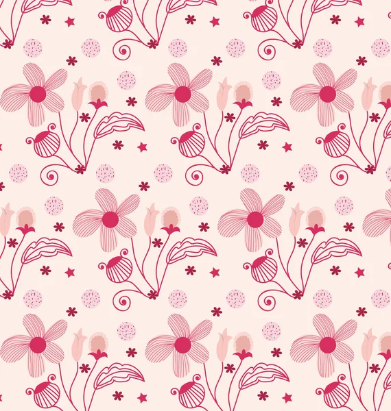 Flores de patrón sin costura Lindo rosa — Vector de stock