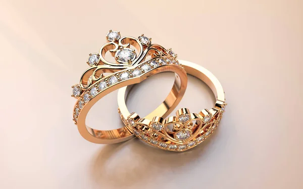 diamond crown ring 3D rendering