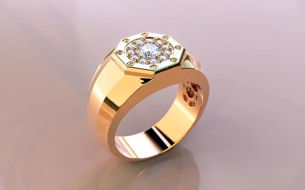 Mannen Diamond Ring Rendering Rechtenvrije Stockafbeeldingen