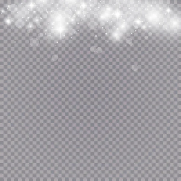 Efecto de luz brillante con muchas partículas de purpurina aisladas sobre fondo transparente. Nube estrellada vectorial con polvo. Decoración mágica de Navidad — Archivo Imágenes Vectoriales