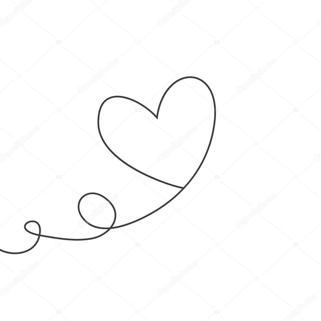 Heart shaped balloon in continuous drawing lines in a flat style in continuous drawing lines. Continuous black line. The work of flat design. Symbol of love and tenderness