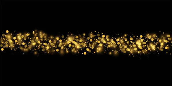 Textuur achtergrond abstract zwart en gouden Glitter en elegant voor Kerstmis. Stof wit. Gloeiende magische stofdeeltjes. Magisch concept. Abstracte achtergrond met bokeh effect. — Stockvector