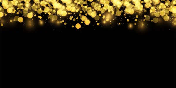 Textura fondo abstracto negro y dorado Glitter y elegante para Navidad. Polvo blanco. Partículas de polvo mágicas chispeantes. Concepto mágico. Fondo abstracto con efecto bokeh . — Archivo Imágenes Vectoriales