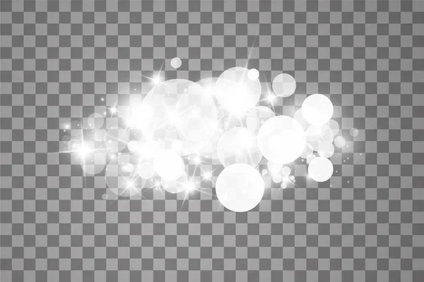 Efecto de luz brillante con muchas partículas de purpurina aisladas sobre fondo transparente. Nube estrellada vectorial con polvo. Decoración mágica de Navidad — Archivo Imágenes Vectoriales