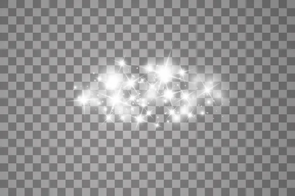 发光效果,许多发光粒子在透明的背景上被隔离.满天星尘的矢量云.神奇的圣诞装饰品 — 图库矢量图片