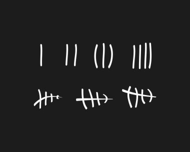 Duvardaki izole işareti taksitli. Karakterleri sayma. Hapiste gün sayma vektör çizim.