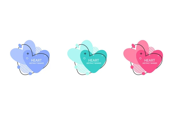 Two Hearts abstract banner collections. Organic or fluid shapes with different soft colors. Usable for web, social media, print, banner, backdrop, background template. Valentines day celebration — 스톡 벡터