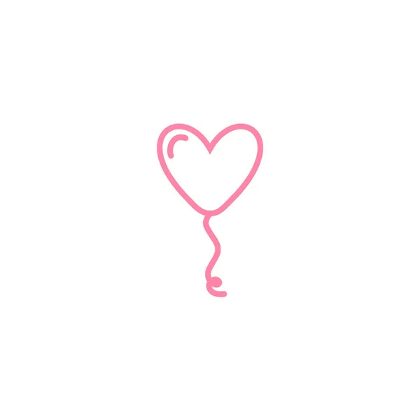Palloncino cuore isolato singola icona lineare per siti web e design piatto minimalista mobile . — Vettoriale Stock
