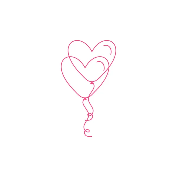 Two Heart balloon isolated single linear icon for websites and mobile minimalistic flat design. — Stock Vector