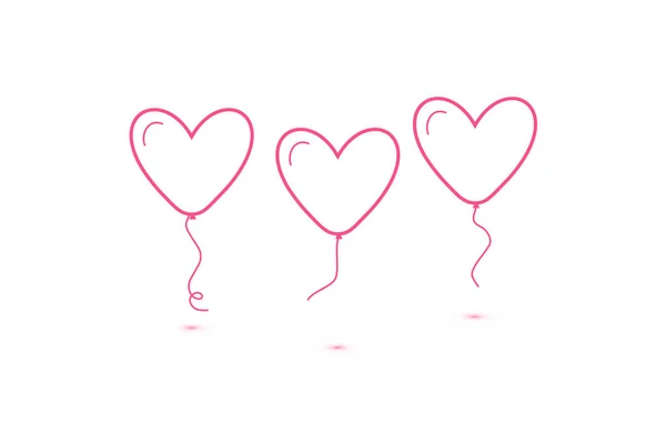 Sada srdcového balónu izolovaná jednoduchá lineární ikona pro webové stránky a mobilní minimalistický plochý design. — Stockový vektor