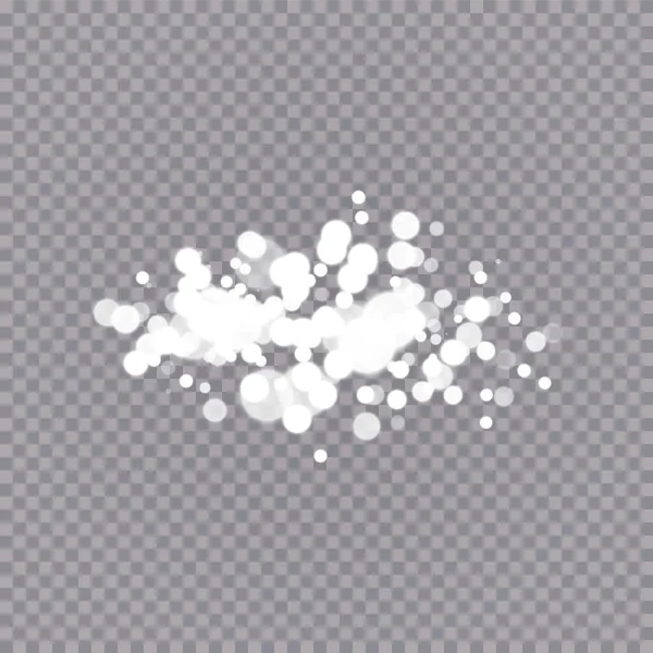 Λαμπερό εφέ φωτός με πολλά σωματίδια glitter απομονώνονται σε διαφανές φόντο. Διάνυσμα έναστρο σύννεφο με σκόνη. Μαγική χριστουγεννιάτικη διακόσμηση — Διανυσματικό Αρχείο
