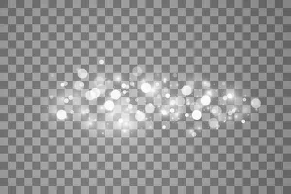 Сяючий світловий ефект з багатьма блискучими частинками ізольовані на прозорому фоні. Векторна зоряна хмара з пилом. Чарівна різдвяна прикраса — стоковий вектор