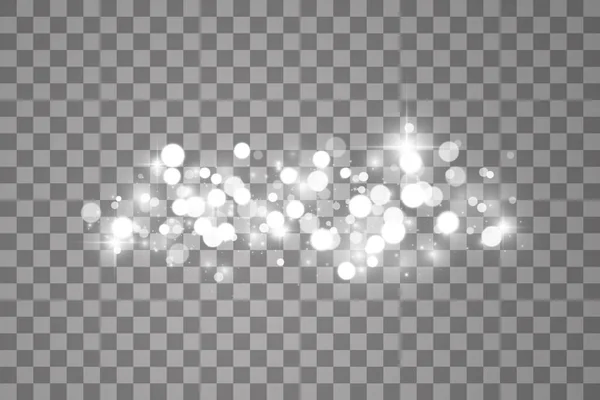 Glowing light effect with many glitter particles isolated on transparent background. Vector starry cloud with dust. Magic christmas decoration — Stock Vector