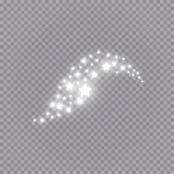 Efecto de luz brillante con muchas partículas de purpurina aisladas sobre fondo transparente. Nube estrellada vectorial con polvo. Decoración mágica de Navidad — Archivo Imágenes Vectoriales