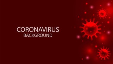 - Sanat. Kavram. Coronavirus 2019-NCov. Kırmızı arka plan. Pankart ya da poster için resim.