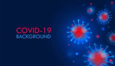 - Sanat. Coronavirus 2019-ncov ve virüs geçmişi. Koyu mavi arka planda COVID 19. Pandemik tıbbi konsept.