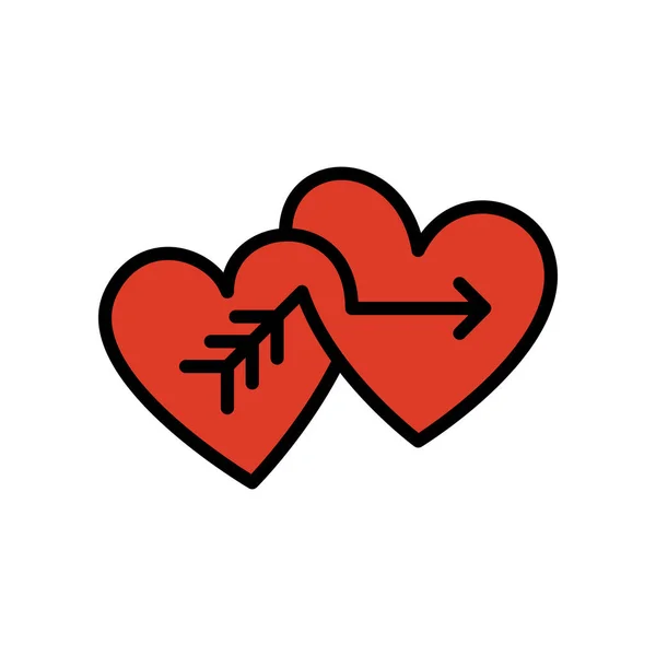 Ikona Čárového Umění Dvojitých Amoridních Srdcí — Stockový vektor