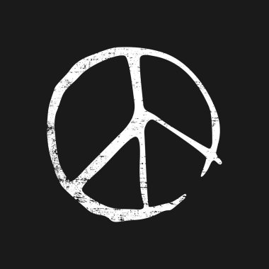 Grunge barış işareti. Siyah ve beyaz iz.