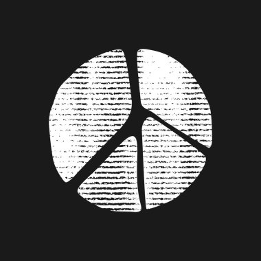 Grunge barış işareti. Siyah ve beyaz iz.