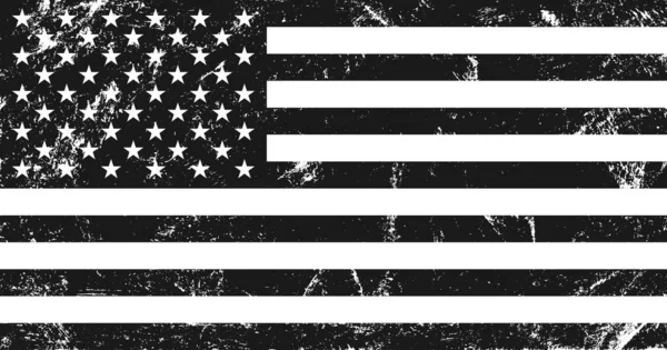 Bandiera Grunge Usa Proporzioni Originali Bianco Nero — Vettoriale Stock