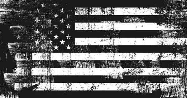 Grunge Usa Flagga Original Proportioner Svart Och Vit Version — Stock vektor