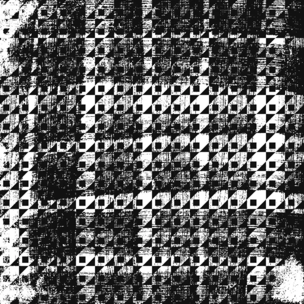 Grunge Abstrakt Mönster Isometrisk Optisk Illusion Fyrkantig Svart Och Vit — Stock vektor