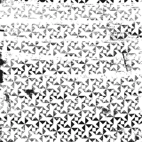 Grunge Abstrakt Geometriskt Mönster Med Kalejdoskop Element Fyrkantig Svart Och — Stock vektor