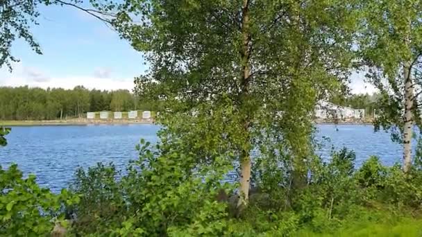 Finland Lappland Sommar Kemi Bottenviken Miljöhotell Björkar — Stockvideo