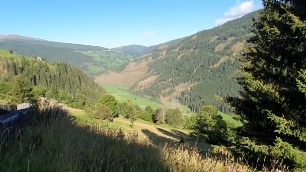Avusturya Carinthia Yaz Dağlar Alpler Güneş Işığı Vadi Yamaçlar — Stok video