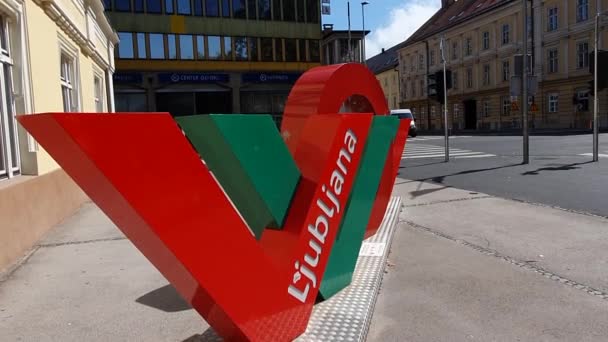 Inscription Street Capital Letters Love Ljubljana — Stock Video