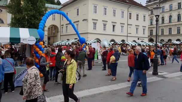 Fér Centru Města Turistický Orchestr Slavnostní Nálada — Stock video