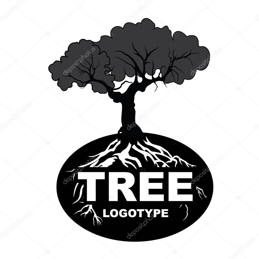 vector logotype, logo of black tree, tree logo
