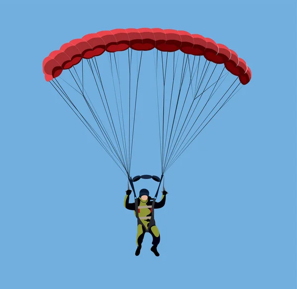 Paracadutista Volo Contro Vettore Cielo Isolato Silhouette Illustrazione Aviogetto Soldato Grafiche Vettoriali