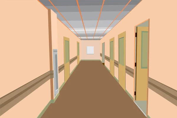 Vektor Illustrationskonzept Von Leeren Büros Krankenhausfluren Gebäudeinneren Poliklinikfluren — Stockvektor