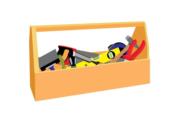 Bir araç kutusu, araç kutusu vektör illüstrasyonunun 3d görüntüleyicisi, araçlar