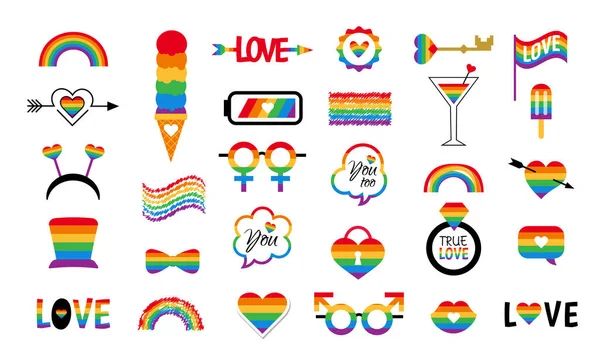 LGBT icon vector set pride flag rainbow — Stock Vector