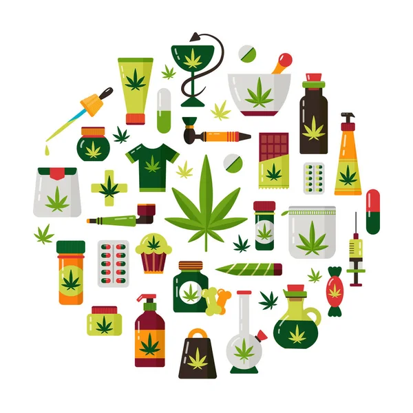 Marihuana cáñamo cannabis legalización médica vector conjunto — Vector de stock