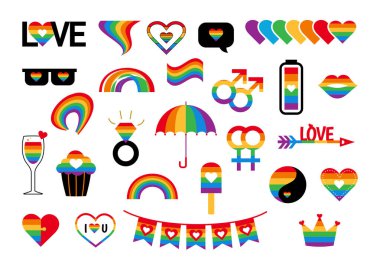 Vector pride symbols set gay LGBT party clipart