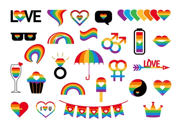 Vector pride symbols set gay LGBT party — Stock Vector