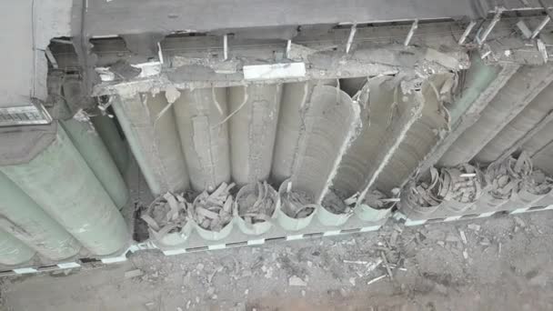 旧电梯 旧谷物终端被毁 一座工业大楼被毁 — 图库视频影像