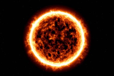 Illustration of fiery ball of a burning star, solar disk. clipart