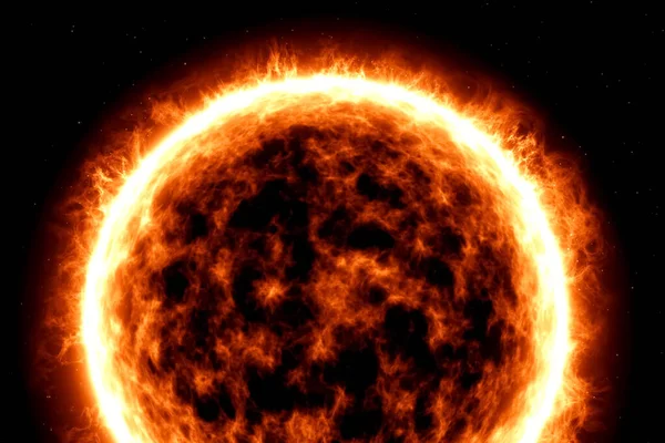 불타는 별, 태양 원반의 불타는 공 을묘 사 한 그림. — 스톡 사진