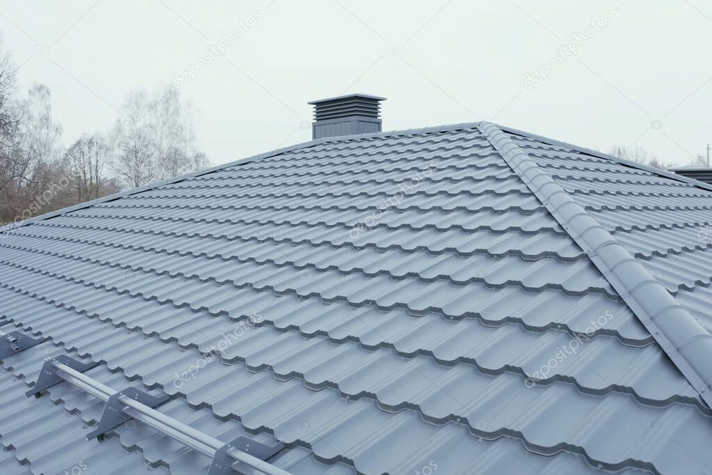 Corrugated metal roof and metal roofing. Modern roof made of met