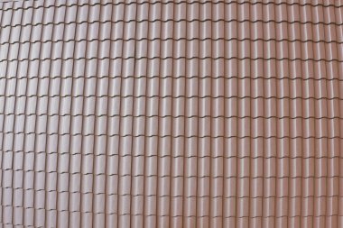 Evin çatısında kahverengi metal fayans var. Oluklu metal çatı
