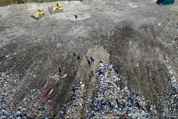 Discarica, vista dall'alto della spazzatura. Discarica . — Foto Stock
