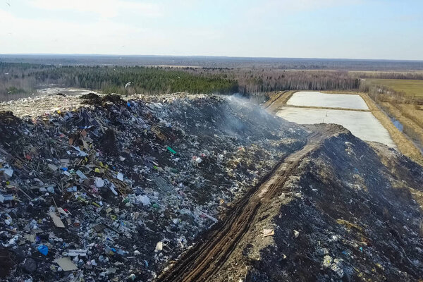 Garbage dump, top view of trash. Landfill.