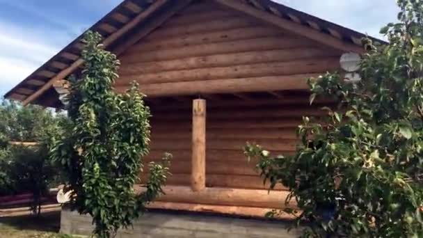 Constructed from wooden log house, wooden house. — Stock Video